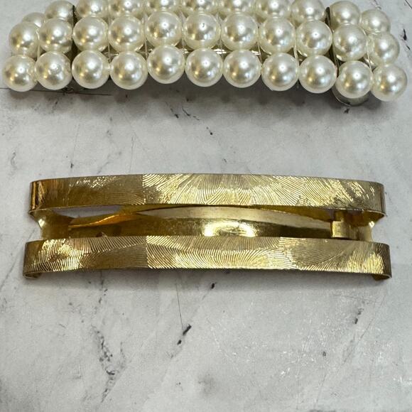 Vintage Goody Hair Barrettes Lot of 6 Gold Tone Metal 1980s Coquette Clip Pearls main image 13